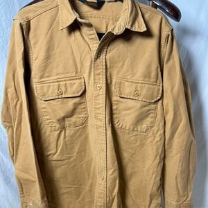 Vintage Woolrich Chamois Shirt Mens Medium Tan Flannel Button Up Outdoors